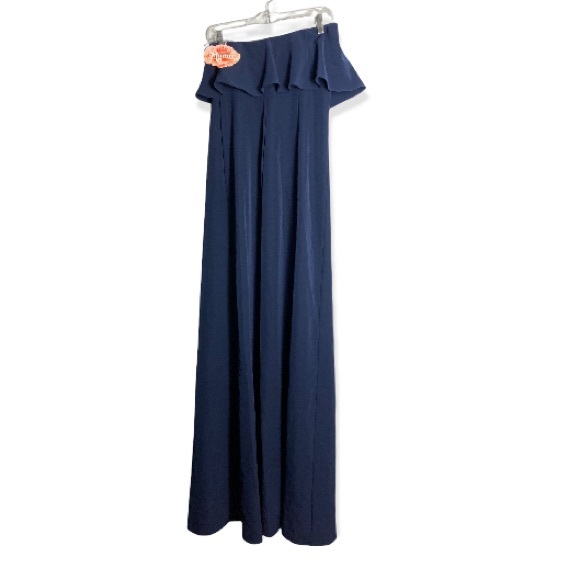 Show me your mumu Monaco Ruffle Gown navy bridesmaid dress - Picture 6 of 9